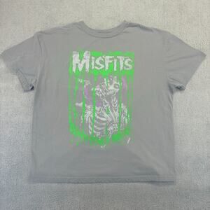 Misfits "Death Comes Ripping" T-Shirt Mens Large Gray Short Sleeve Skeleton Punk